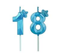 DTXLX Numéro 18 bougies d'anniversaire, en forme de chiffre 18, avec couronne, pour gâteau, décoration d'anniversaire, pour fêtes, mariages, fêtes d'entreprise, jubilés