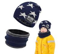 DTXYBC Enfants Bonnet, Bonnet Chaud écharpe Ensemble pour Enfants, Enfant Hiver Epais Bonnets Echarpe Ensemble avec Doublure Polaire, pour Enfant Garçons Filles 5-15 Ans