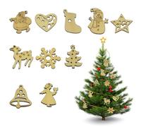 DTYGUIXE Lot de 200 pendentifs de Noël en bois pour sapin de Noël, pendentifs en bois, petits pendentifs pour arbres de Noël, portes, fenêtres