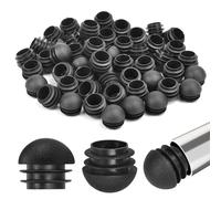 DTYGUIXE Lot de 50 bouchons ronds en plastique - Bouchons à lamelles ronds - 25 mm - Embout en acier - Noir - Pour tuyaux, pieds de chaise, pieds de table, tabouret