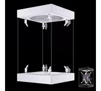 Dtyubfg Vitrine en Acrylique - avec Plateau Tournant Lumières LED Boîte De Comptoir Transparente Cube Organisateur Stand Riser Vitrine De Protection Antipoussière pour Figurines Jouets -40CM