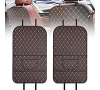 DTZHANGZE 2 Pièces Protection Dossier Siège pour Dodge RAM 1500 2500 3500 Quad Cab 2012-2018, Organisateur Imperméable Cuir PU Tapis Anti-Coup de Pied Housse Rangement Accessoires,Brown
