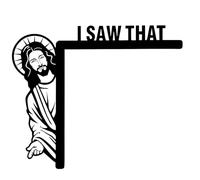 du coin de la porte "J'ai vu Jésus" | Accent religieux humoristique ou matériaux de la foi chrétienne Figure en bois comme signe de bénédiction pour l'entrée de l'église, le couloi