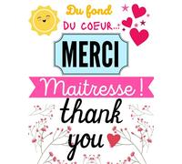 Du fond du coeur... MERCI maitresse ! THANK YOU: Idée cadeau originale et utile pour institutrice ou professeur des écoles en fin d'année scolaire