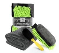 DU Life Kit Nettoyage Voiture 4 PCS, Dont 2 Serviette De Lavage De Voiture, Brosse Nettoyage Jantes, Gant de Lavage en Microfibre Chiffon Kit d'entretien, Nettoyage Ménager Et Lavage De Voiture