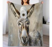 du Papier Toilette pour Âne sur La Tête Couverture Polaire Flanelle 150x200cm, Couverture Portrait d'animal Vintage De Salon Couvertures De Canapé pour Adolescents Et Adultes, Gris-Brun