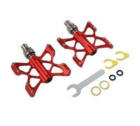 DU Pédale à roulement scellé à dégagement rapide 9/16" pour vélos pliants, y compris Brompton, construction en alliage d'aluminium avec clou antidérapant (rouge)