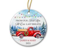 du Premier Baiser Jusqu'au Dernier Souffle Pendentif De Noël Céramique Ornement Suspendu Drôle Décoration De Noël A Suspendre pour Mariage Fête Maison