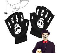 du squelette | Gants sans doigts | Glow in the Dark Halloween Dance Costume Cycling Design | Matière de coton en nylon chaud pour les adultes adultes cosplay fête