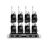 DU800 Système 8 Bodypack UHF PLL Réglable 80m Conférence Formation Théâtre | Système 8 bodypack UHF PLL,8 canaux réglables,portée 80 m champ-libre,écran-TFT,mute canal pour formation théâtre