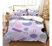 DUABELPHF 3D Rayures Violettes Housse De Couette avec Taies d'oreiller Et Fermeture Éclair, 3 Pièces Microfibre Parure De Lit pour Enfants Adolescents Adultes Single(140x200cm)