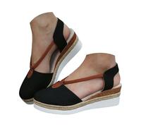 duaicnvow 2026 Espadrilles Femme Raphia Compensées Fermées Sandales Confortables Espadrilles Été Fermeture à Boucle Habillées Casual Jute Sandale Plateforme Légère Élégantes Mode Flexibles Chaussures
