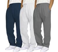 duaicnvow Lot de 3 pantalons de jogging pour homme - Style décontracté - Pour la gym, la course à pied, l'entraînement, la marche, la gym, le sport, le hip-hop - Coupe droite - Jambe large - Pantalon