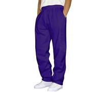 duaicnvow Pantalon de survêtement en polaire pour homme - Pantalon de sport hip-hop - Jambe large - Séchage rapide - Extensible - Avec poches zippées, violet, M