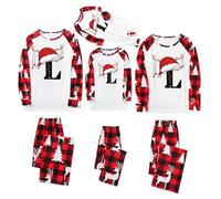 duaicnvow Pyjama de Noël assorti pour la famille 2025 Lettres de A à Z graphiques de Noël pour femme Pyjama assorti pour la famille Halloween Noël Ensemble de pyjama pour femme et homme Famille