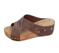 duaicnvow Sandales de sport pour femme - Sandales orthopédiques élégantes - Piscine décontractée - Réglables - Légères - Soutien de la voûte plantaire - Loisirs en plein air, marron, 37 EU
