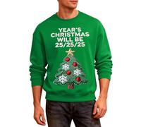 duaicnvow Sweatshirts pour hommes UkXmas Tree Pull Noël Pull de Noël Rude manches longues en polaire Haut col rond Pull festif T-shirt de fête Costume de fête, Vert, XXL