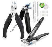 DUAIU 7 pièces Coupe-ongles pour personnes âgées Tête inclinée Grand coupe-ongles incliné pour hommes Coupe-ongles résistants pour ongles incarnés avec mâchoire large Rotation à 360°
