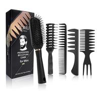 DUAIU Brosse Cheveux Homme, Peigne Homme 5pcs, Brosse Cheveux Bouclés Résistante à Chaleur, Brosse a Cheveux à Pales, Peigne Dent Large, Peigne Cheveux Pour Séchage Coupe Slick Back Démêlage Coiffure