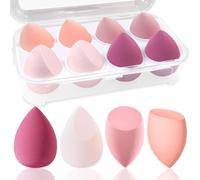 DUAIU Lot de 8 éponges à maquillage, 4 éponges pour liquides, crème et poudre, sans latex, avec 1 housse pour éponge