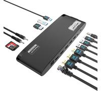 Dual 2K + 4K Displaylink Docking Station, Dock Station Pour Mac M1/M2/M3/M4 Et Windows, 13 En 1 Station D'Accueil Usb C Avec Chargeur 100W, 3 Hdmi, 5 Usb, Ethernet, Sd/Tf, Prises Téléphoniques