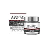 Dual-Action Renewal Cream, Crème de traitement de la peau, crèmes de réparation apaisantes de riz noir et blanc, sérum corporel naturel, réduit efficacement (1, 50G)