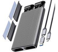 Dual-Bay Boîtier M.2 Nvme Ngff Sata Ssd, Aluminium Usb3.2 Gen2 10Gbps Adaptateur, M.2 Type-C Station D'Accueil Pour Pcie M-Key, B&M Key 2230/2242/2260/2280 Ssd, Sans Outil, Jusqu'À 4To- Am2-2S