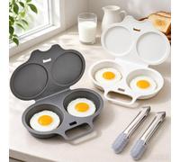 Dual Cavity Cuiseur D’Oeufs Micro-Ondes Pour 2 Œufs, Couvercle & Poignée | Nouvel Accessoire Micro-Ondes 2027 Pour 2 Œufs, Avec Pince, Cuisson Rapide Sans Huile, PP Alimentaire, Essentiel Polyvalent