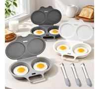Dual Cavity Cuiseur D’Oeufs Micro-Ondes Pour 2 Œufs, Couvercle & Poignée | Nouvel Accessoire Micro-Ondes 2027 Pour 2 Œufs, Avec Pince, Cuisson Rapide Sans Huile, PP Alimentaire, Essentiel Polyvalent