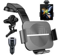 Dual Coils Support De Téléphone Portable Sans Fil 15 W Avec Fonction De Charge À Induction Automatique Qi Chargeur De Voiture Sans Fil Pour Samsung Galaxy Z Fold 6/5/4/3 Usb Qc 3.0