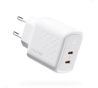 Dual Gan Iii Usb-C Charger 45w White, Gan Charger Dual Usb C Solid Usb C Plug Type C For Iphone 15/Pro, Samsung Galaxy S23 Ultra S22, Note 20/10, Ipad Pro, Pixel, Macbook Air