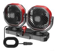 Dual Head Car Fan 12V 24V Auto Oscillation USB(B) | Two adjustable heads, 150° auto swing, 12V/24V compatible, USB powered, strong cooling coverage
