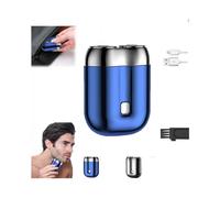 Dual Head Rechargeable Mini Shaver - Waterproof Electric Grooming Tool for Men, Blue The Best Gift for Friends