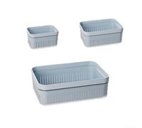 Dual Layer Drain Basket Large Capacity Fruit Veggie Washer(Blue)