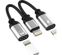 Dual Lightning Earphone Jack Adapter (2 In 1) For Iphone 14 13 12 Pro Max For Ipad Mfi Certified Connector For Apple Auxiliary Audio Cable Charger Headphone Accessories Car Microphone