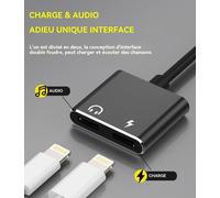 Dual Lightning Jack Adapter For Iphone 14 Earphone And Charger Audio Auxiliary Cable Splitter To For Apple Connector Plug For Ipad Tablet And Accessories Headphone Car Charging Music