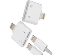 Dual Lightning Plug Adapter (Pack Of 2) Earphone Charger Jack Connector For Iphone 14 13 Pro Max Headphone Audio Auxiliary Cable For Apple Adapter For Ipad Splitter Tablet Car Accessories