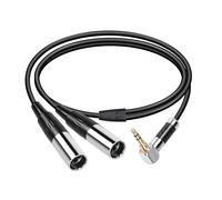Dual Mini XLR vers 3,5 mm câble micro stéréo,90 degrés 3,5 mm 1/8"" TRS mâle vers 2 Mini XLR mâle Y Splitter Cordon,pour conversion audio-MM1.6FT