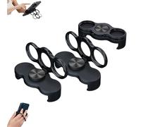 Dual-Ring Three-Finger Back Clip Holder, 360° Rotation & Foldable Cell Phone Kickstand Loop for Back of Mobile Support, All Magnetic Mounts 3-Finger Phone Grip Holder for Cars (Black)