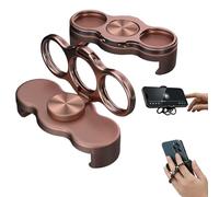 Dual-Ring Three-Finger Back Clip Holder,360° Rotation Magnetic Foldable Ring Phone Holder Clip,Multipurpose Holders Finger Kickstand Compatible Most Smartphones for Car Desk Office Gym (Gold)
