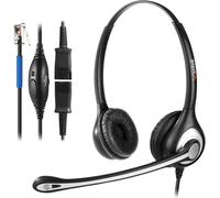 Dual RJ9 Phone Headset with Noise Cancelling Microphone,Quick Disconnect,Wired Headset for Cisco Phone 7940 7942 7960,Plantronics M10 M12 M22 MX10 IP Phones (Y602QC1)