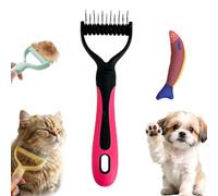 Dual-Sided Pet Grooming Rake, Deshedding Dog Brush & Cat Dematting Comb, Undercoat Rake for Dogs Shedding, Alternative Grooming Tool, Reduce Flying Hair (Rose Red, M)