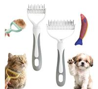 Dual-Sided Pet Grooming Rake, Deshedding Dog Brush & Cat Dematting Comb, Undercoat Rake for Dogs Shedding, Alternative Grooming Tool, Reduce Flying Hair (Gray, M+L)