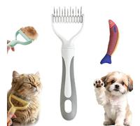 Dual-Sided Pet Grooming Rake, Deshedding Dog Brush & Cat Dematting Comb, Undercoat Rake for Dogs Shedding, Alternative Grooming Tool, Reduce Flying Hair (Gray, M)