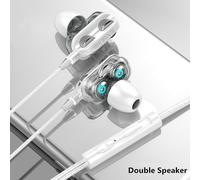 Dual Speake White Écouteurs 3.5 intra-auriculaires à commande filaire, pour Smartphone OPPO iPhone Huawei PC, oreillettes de Sport, mains libres, avec micro, 3.5mm ""Nipseyteko