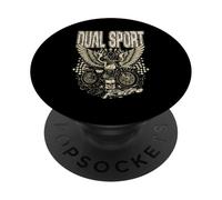 Dual Sport Retro Moto Dirt Bike Rider Trail Adventurer PopSockets PopGrip Adhésif