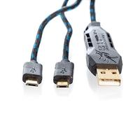 Dragonwar Dual Turbo Charging Cable - Charge 2 appareils, Micro USD, USB Plaqué Or, 4m pour PC, manettes, Smartphones, tablettes et Autres