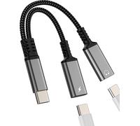 Dual Usb C Earphone Jack Adapter (2 In 1) For Iphone 16 15 Pro Max Compatible With Galaxy S24 S23 Headphone For Apple Type C Cable Charger Splitter For Ipad Phone Dac Audio Connector