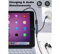 Dual USB C to 3.5mm Adapter USB C to 3.5mm Jack Audio Adapter 2 in 1 100W for iPhone 16/15,Pixel 9