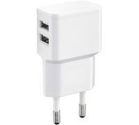 Dual Usb Charger 12w/2400ma Pro Series Universal Suitable For Mobile Phone, Smart Watch, Powebank And Bluetooth Speaker With 90° Angle Usb Socket, White